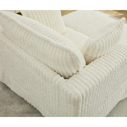 Beige 47.8 Upholstered Oversized Chaise Longue with Ottoman