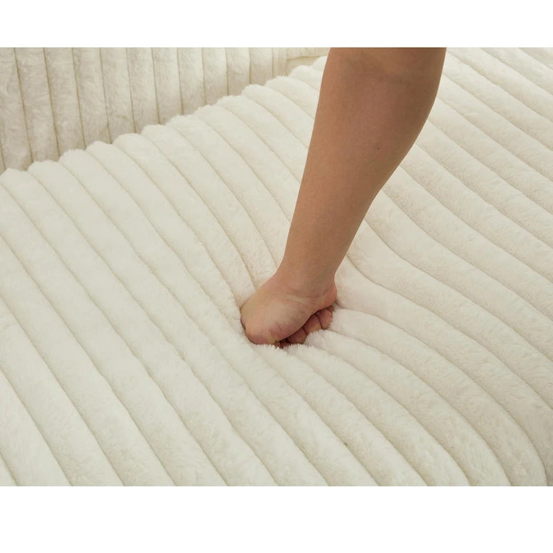 Beige 47.8 Upholstered Oversized Chaise Longue with Ottoman