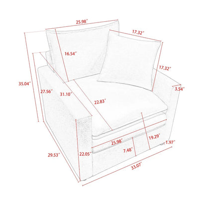 33.07 Upholstered Arm Chair with Solid Wood Frame