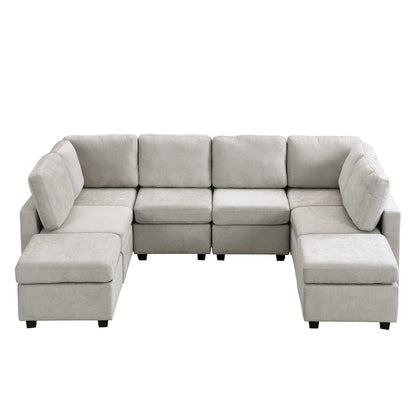 103 Sectional Sofa Couch Sofa Bed U-shaped Sofa with Two Movable Ottoman and Three USB Ports