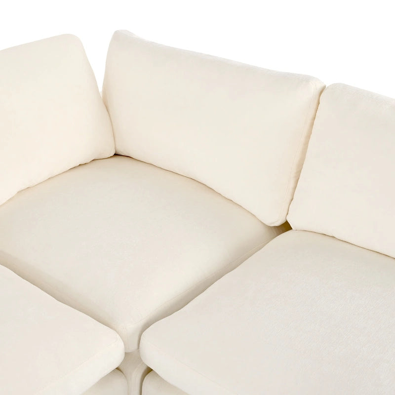 Beige Chenille Modular Sectional Sofa with USB, Bluetooth &amp; Storage