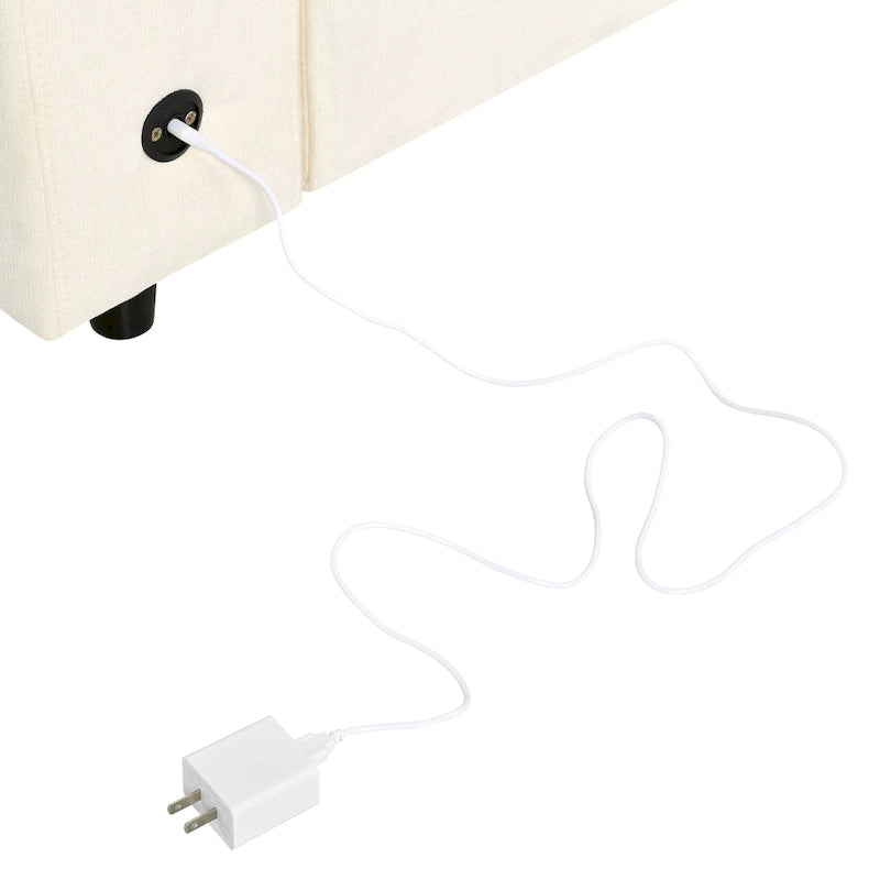 Beige Chenille Modular Sectional Sofa with USB, Bluetooth &amp; Storage