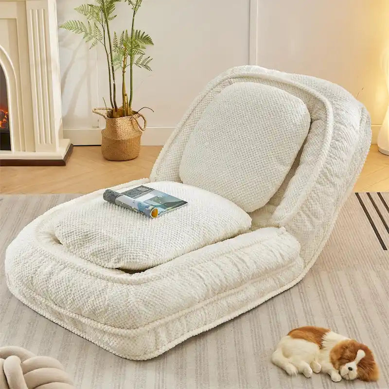 White 47.8 Adjustable Chaise Longue Chair with High Back