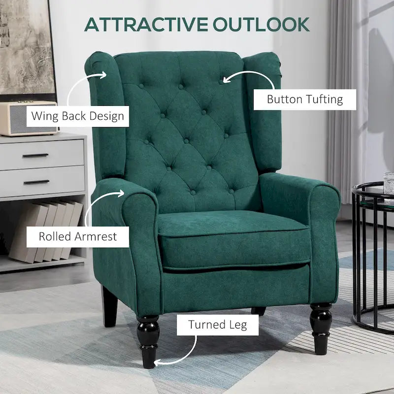 Dark Green Modern 29.3 High Back Accent Chair