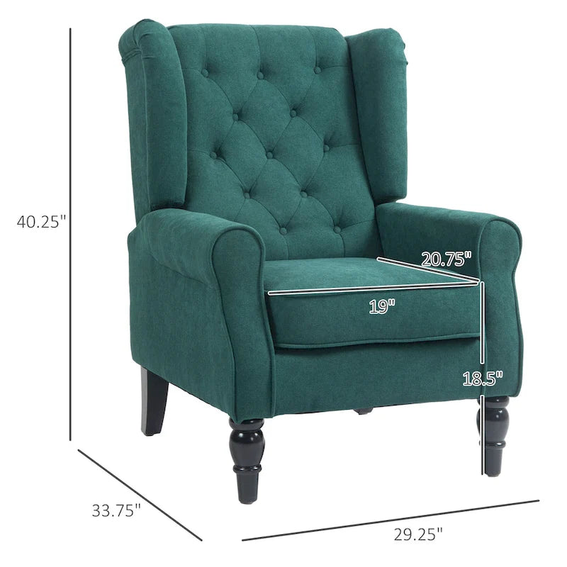 Dark Green Modern 29.3 High Back Accent Chair