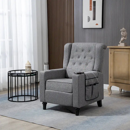 Arm Pushing Recliner Chair,Button Tufted Wingback Recliner Chair,Fabric Pushback Manual Single Sofa Home Theater Seating