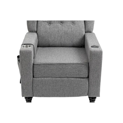 Arm Pushing Recliner Chair,Button Tufted Wingback Recliner Chair,Fabric Pushback Manual Single Sofa Home Theater Seating