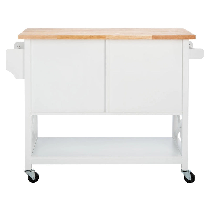 SAFAVIEH Krystal 2-Door 1-Shelf Kitchen Cart - 45.7 W x 17.3 L x 35.6 H - 46Wx17Dx36H