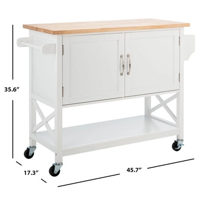 SAFAVIEH Krystal 2-Door 1-Shelf Kitchen Cart - 45.7 W x 17.3 L x 35.6 H - 46Wx17Dx36H