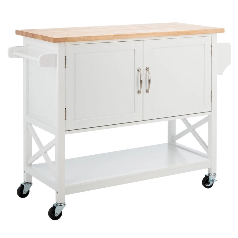 SAFAVIEH Krystal 2-Door 1-Shelf Kitchen Cart - 45.7 W x 17.3 L x 35.6 H - 46Wx17Dx36H