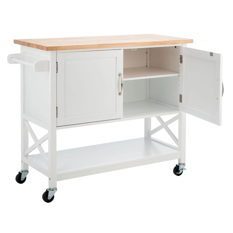 SAFAVIEH Krystal 2-Door 1-Shelf Kitchen Cart - 45.7 W x 17.3 L x 35.6 H - 46Wx17Dx36H
