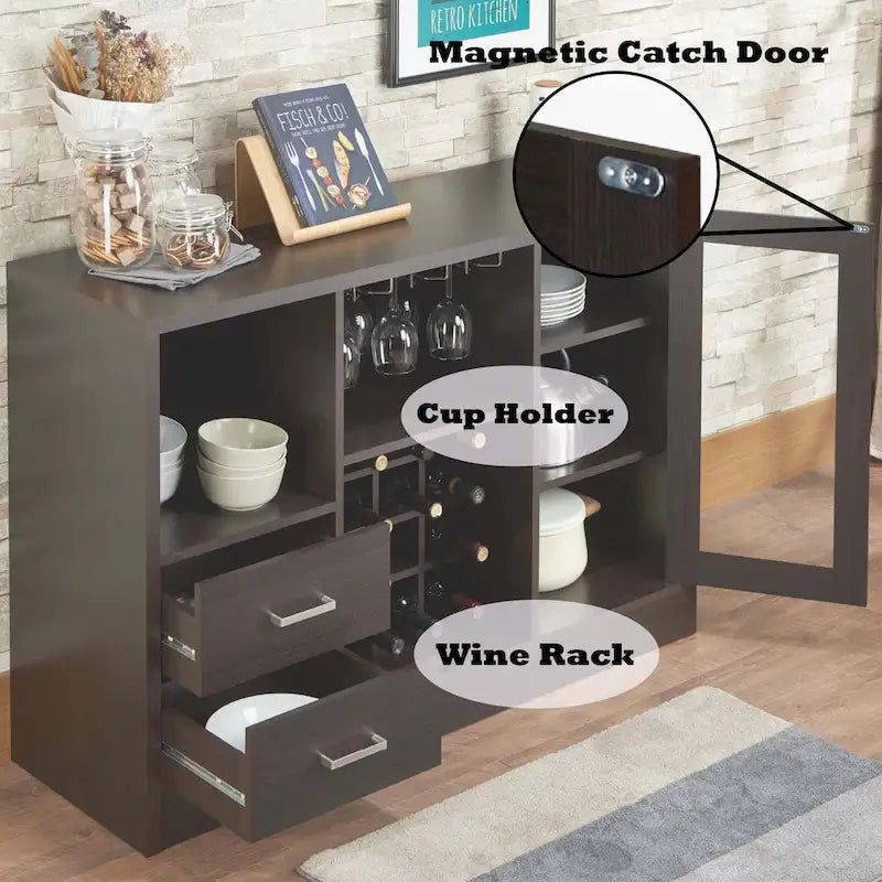 Espresso Finish Wine Cabinet