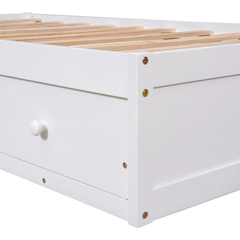 Twin Size Wooden Platform Bed with 3 Drawers