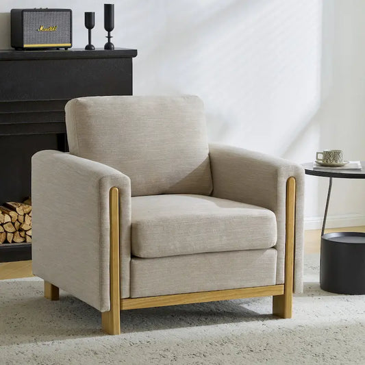 Christopher Knight Home - Harmonia Upholstered Armchair with Solid Wood Frame and Plush Cushioning