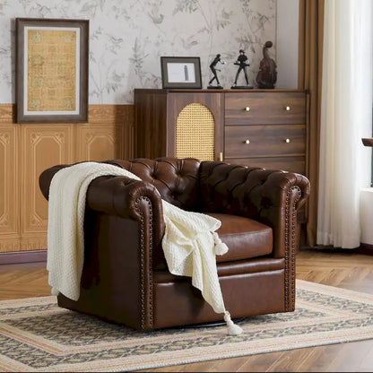 Christopher Knight Home - Chesterfield Swivel Club Chair with Deep Button Tufting and 360-Degree Rotation