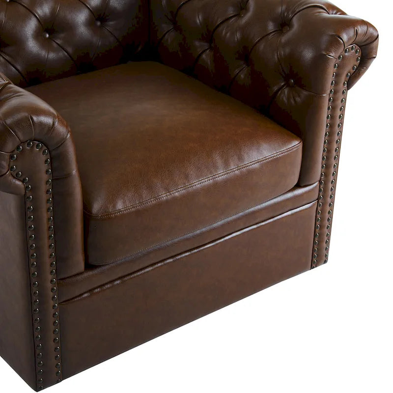 Christopher Knight Home - Chesterfield Swivel Club Chair with Deep Button Tufting and 360-Degree Rotation