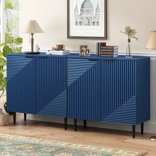 Christopher Knight Home - Mirod Set of 2 Modern Side Cabinets with Adjustable Shelves and Geometric Door Design