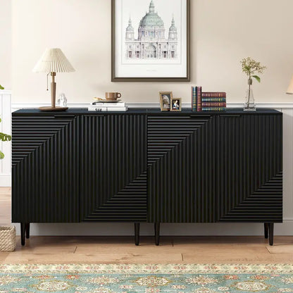 Christopher Knight Home - Mirod Set of 2 Modern Side Cabinets with Adjustable Shelves and Geometric Door Design