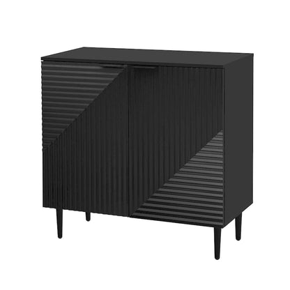 Christopher Knight Home - Mirod Set of 2 Modern Side Cabinets with Adjustable Shelves and Geometric Door Design