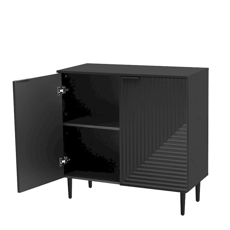 Christopher Knight Home - Mirod Set of 2 Modern Side Cabinets with Adjustable Shelves and Geometric Door Design