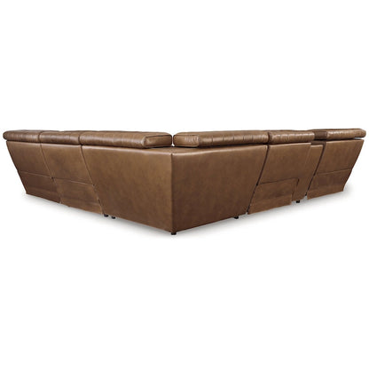 Signature Design by Ashley Temppton Medium Brown 6-Piece Power Reclining Sectional - 124W x 110D x 34H