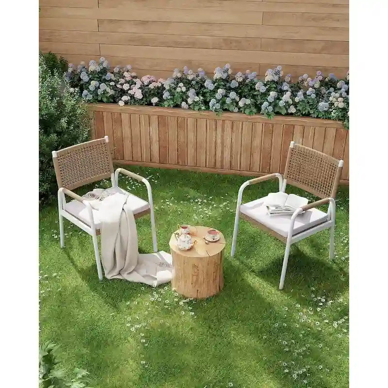 Outdoor Dining Chairs Set of 2, Patio Wicker Chairs with Cushions