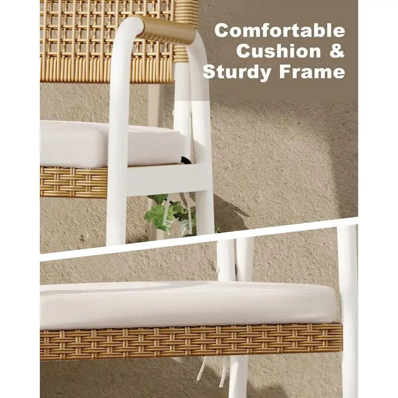 Outdoor Dining Chairs Set of 2, Patio Wicker Chairs with Cushions