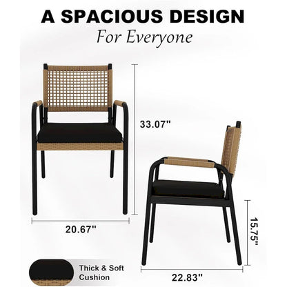 Outdoor Dining Chairs Set of 2, Patio Wicker Chairs with Cushions