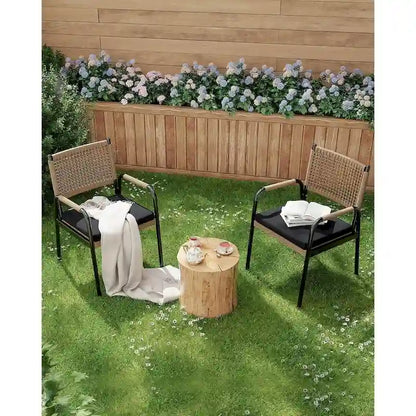 Outdoor Dining Chairs Set of 2, Patio Wicker Chairs with Cushions