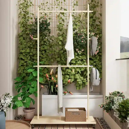 Simple Style Garment Rack with Freestanding Single Rod, Multifunctional Design, Adjustable NonSlip Feet, for Bedroom, Black