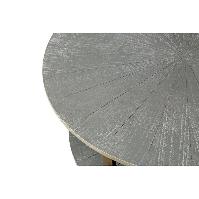 31.5 Farmhouse Round Coffee Table with 2-Tier Storage &amp; Metal Leg