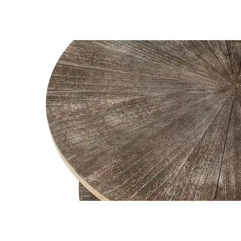 31.5 Farmhouse Round Coffee Table with 2-Tier Storage &amp; Metal Leg