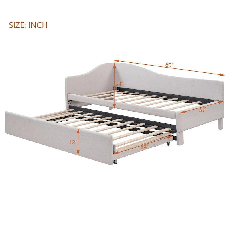 Twin L-Shaped Daybed with Pop-Up Trundle