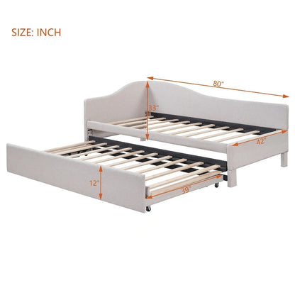 Twin L-Shaped Daybed with Pop-Up Trundle