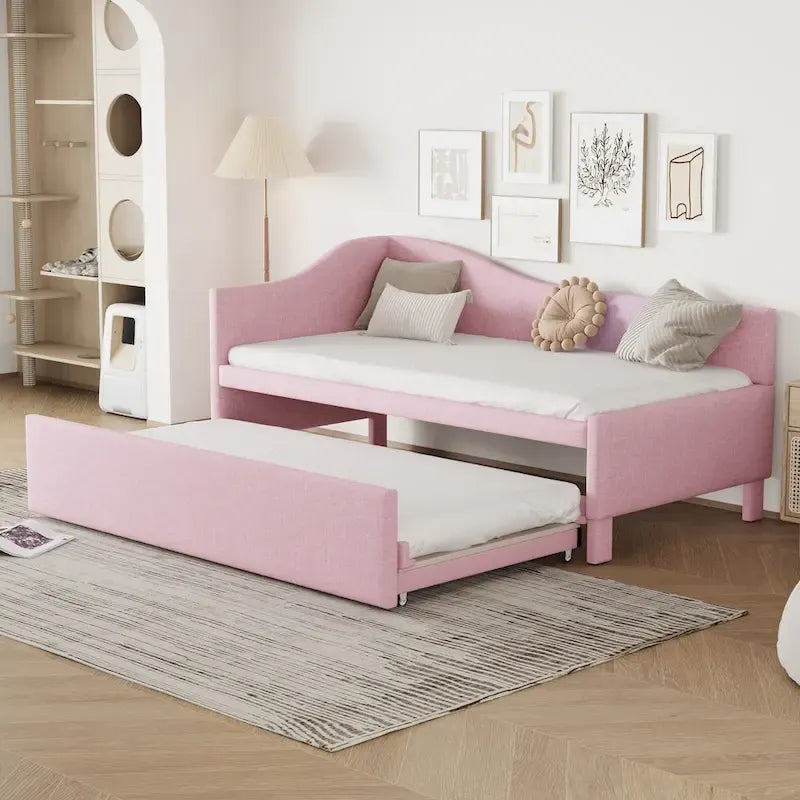 Twin L-Shaped Daybed with Pop-Up Trundle