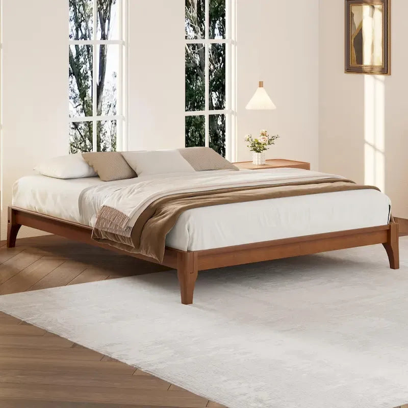 Solid Dry Bamboo Wood Platform Bed Frame by Harper&Bright Designs