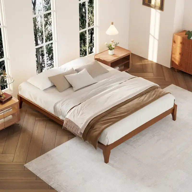 Solid Dry Bamboo Wood Platform Bed Frame by Harper&amp;Bright Designs