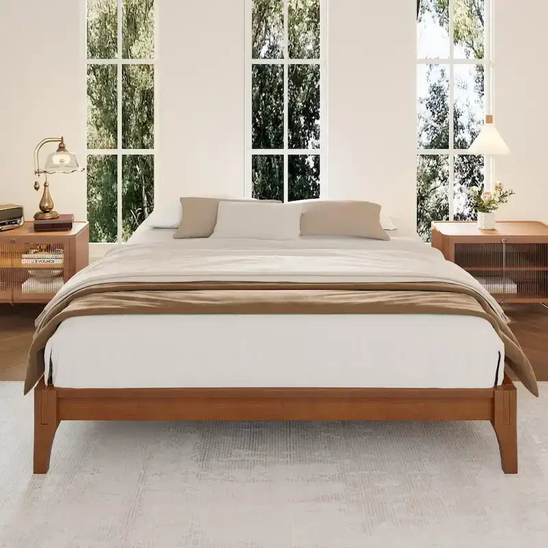 Solid Dry Bamboo Wood Platform Bed Frame by Harper&amp;Bright Designs