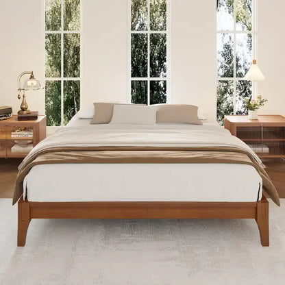 Solid Dry Bamboo Wood Platform Bed Frame by Harper&amp;Bright Designs