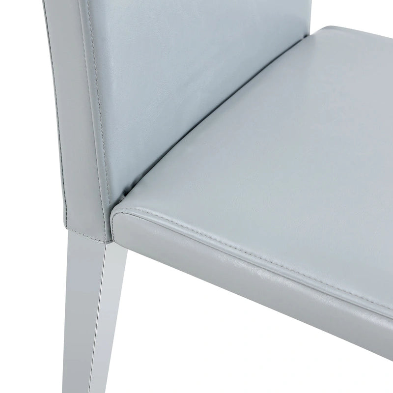 High Back Dining Chair Set of 2 PU Leather Upholstered Chair Living Room Decorative Side Chair Metal Frame Home Chair