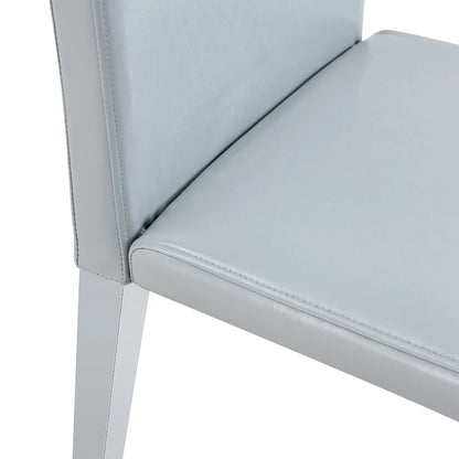 High Back Dining Chair Set of 2 PU Leather Upholstered Chair Living Room Decorative Side Chair Metal Frame Home Chair