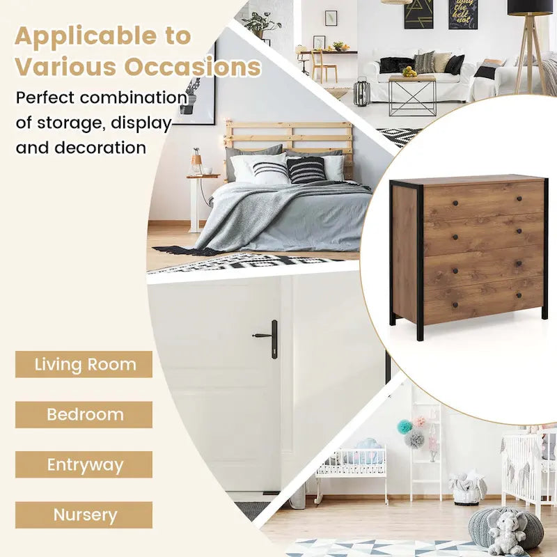 Costway 4-Drawer Dresser Modern Chest of Drawers Wooden Storage