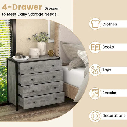 Costway 4-Drawer Dresser Modern Chest of Drawers Wooden Storage