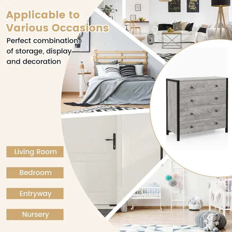 Costway 4-Drawer Dresser Modern Chest of Drawers Wooden Storage