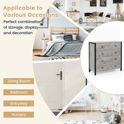 Costway 4-Drawer Dresser Modern Chest of Drawers Wooden Storage