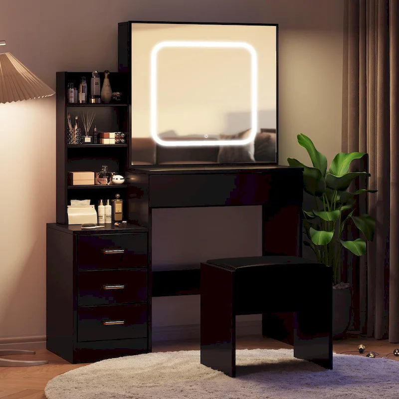 Vanity Desk with Mirror and LED Lights