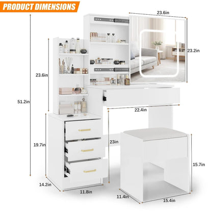 Vanity Desk with Mirror and LED Lights
