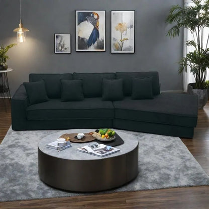 133 Lamb Velvet Convertible Sleeper Sofa with 7 Pillows (3 Back + 4 Throw), Foldable Gaming Bed Design