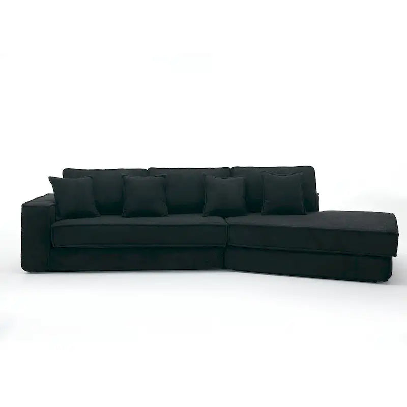 133 Lamb Velvet Convertible Sleeper Sofa with 7 Pillows (3 Back + 4 Throw), Foldable Gaming Bed Design