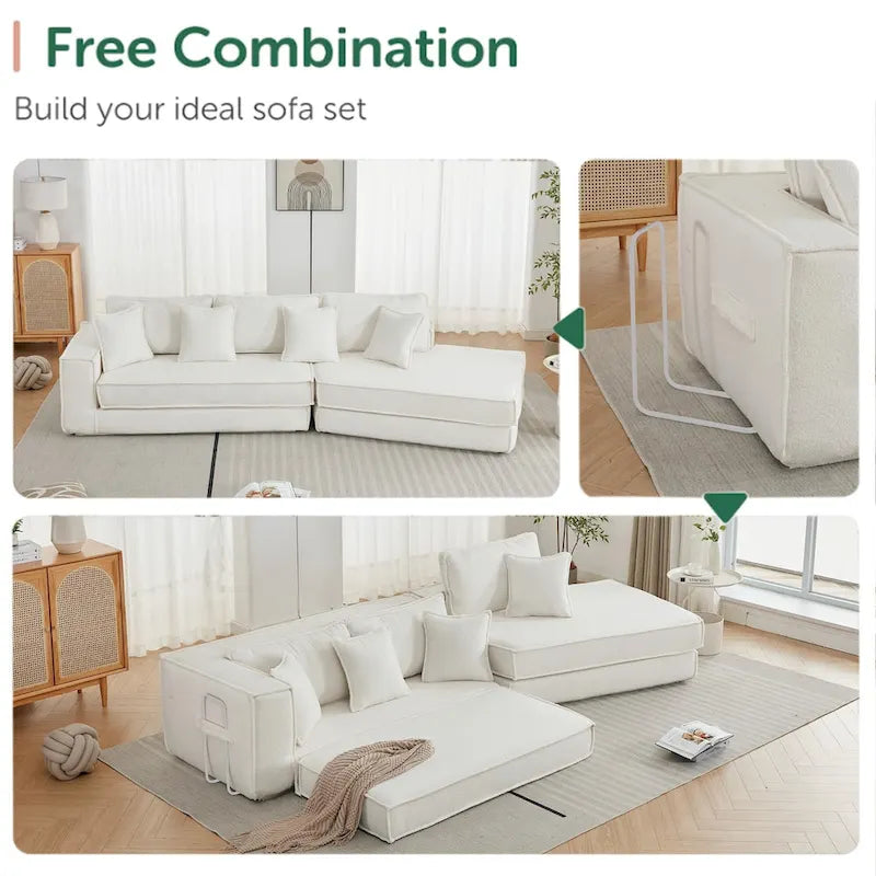 133 Lamb Velvet Convertible Sleeper Sofa with 7 Pillows (3 Back + 4 Throw), Foldable Gaming Bed Design